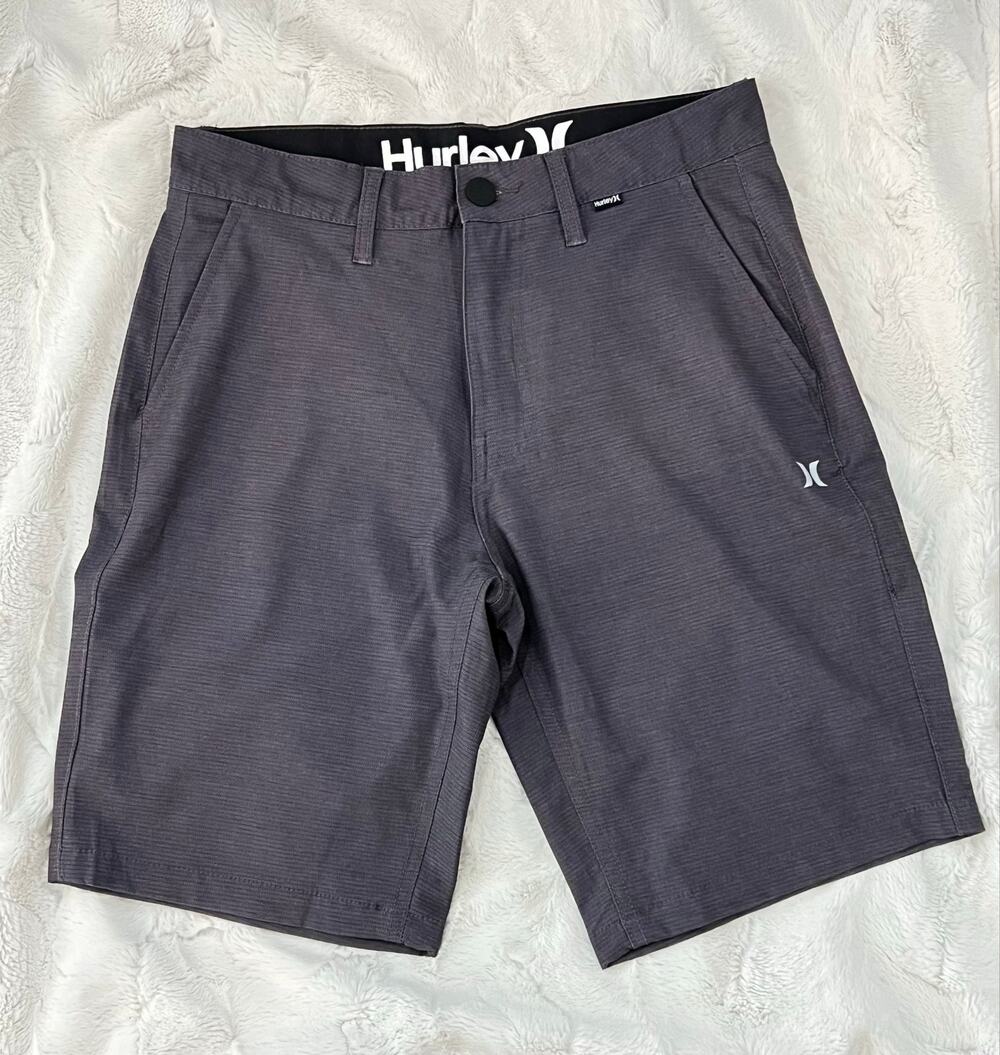 HURLEY Shorts Mens 28 Hybrid Performance Active Chino Shorts GRAY Tillys Button